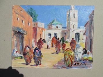 Retaux Bruno (1947) - Rue animée à Marrakech Maroc