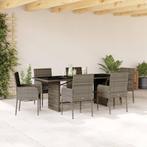 vidaXL 7-delige Tuinset met kussens poly rattan grijs, Tuin en Terras, Verzenden, Nieuw, Tuinset