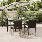 vidaXL 5-delige Tuinset met kussens poly rattan zwart, Verzenden, Nieuw, Tuinset