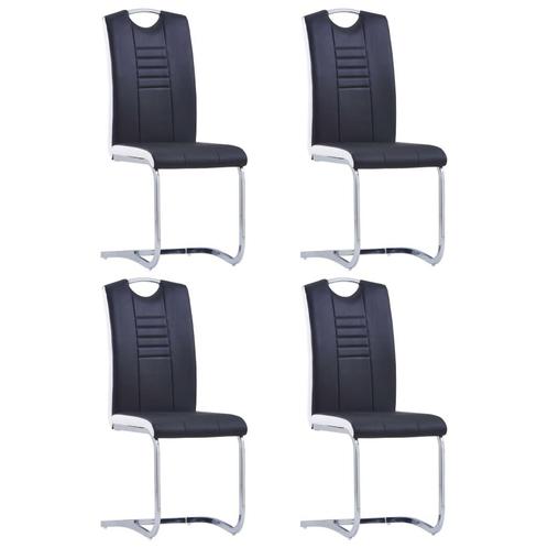 vidaXL Eetkamerstoelen 4 st kunstleer zwart, Huis en Inrichting, Stoelen, Nieuw, Verzenden
