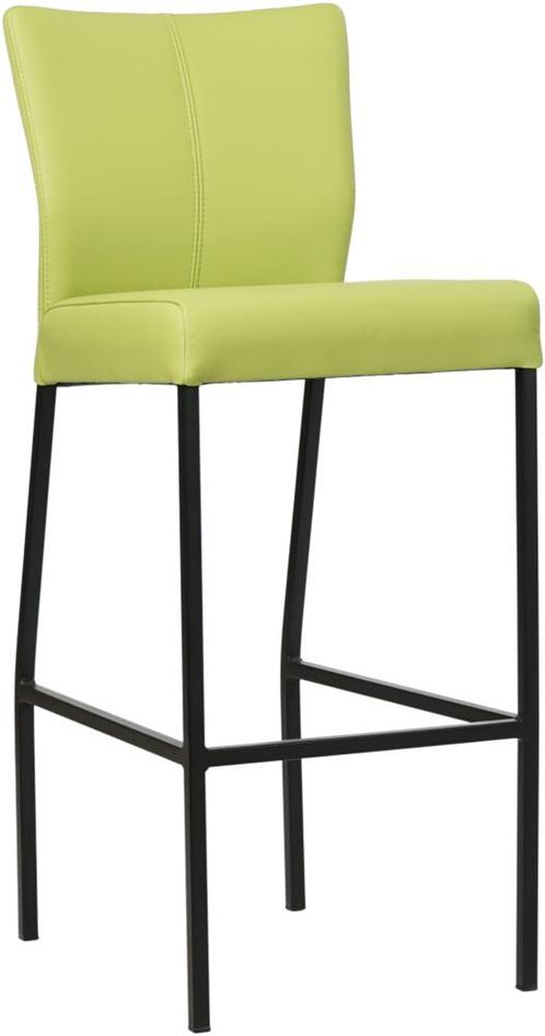 Felgroene leren moderne barkruk - poot vierkant zwart -, Huis en Inrichting, Barkrukken, 90 cm of meer, Met voetsteun, 1 kruk