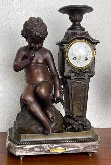Pendule - Dapres Falconet - Brons, Marmer, Metaal -