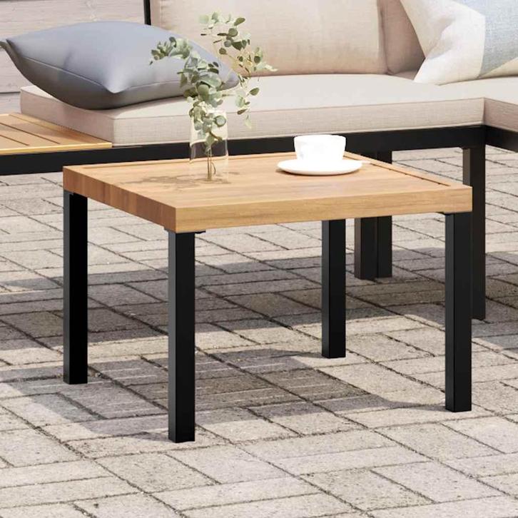 vidaXL Tuinsalontafel 55x55x39,5 cm gepoedercoat staal zwart, Tuin en Terras, Tuintafels, Nieuw, Verzenden