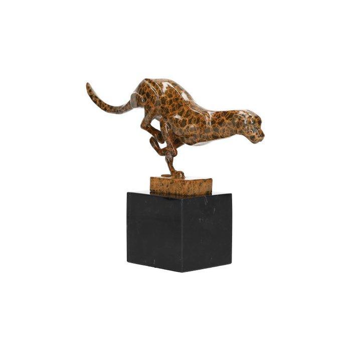Beeldje - Running leopard - Brons, Marmer, Antiek en Kunst, Curiosa en Brocante