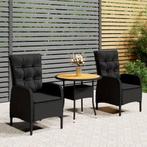 vidaXL 3-delige Bistroset poly rattan zwart, Tuin en Terras, Verzenden, Nieuw