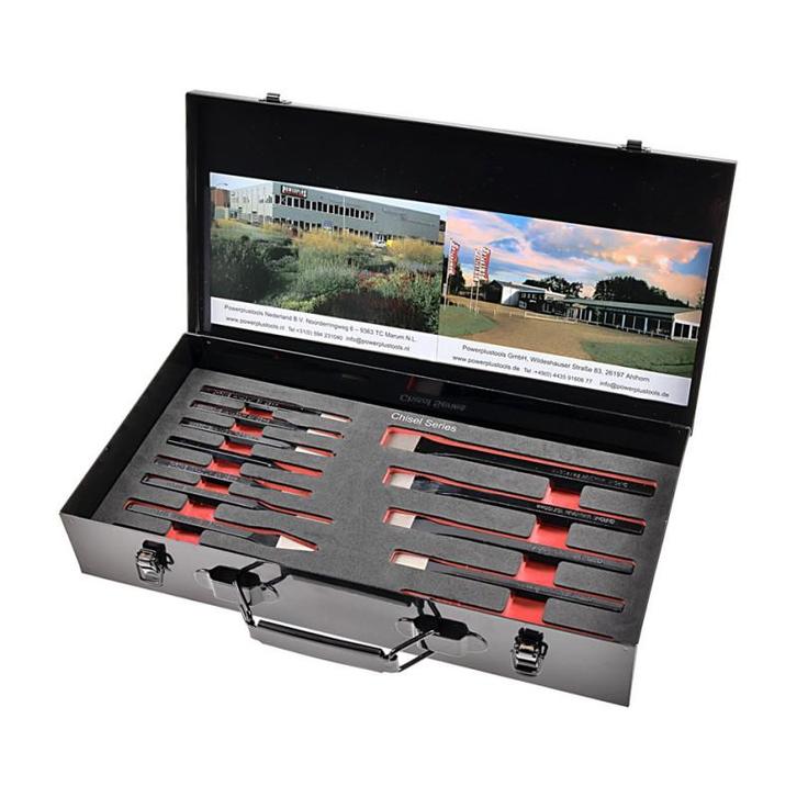 Set beitels - centerpons - pendrijvers in metalen opbergbox, Doe-het-zelf en Bouw, Gereedschapskisten, Ophalen of Verzenden