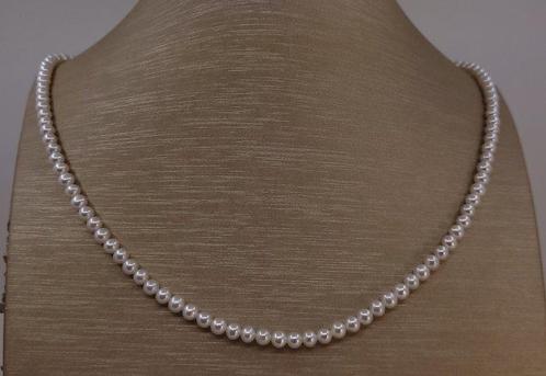 Zonder Minimumprijs - Halsketting 4x4.5mm ronde witte Edison, Handtassen en Accessoires, Kettingen