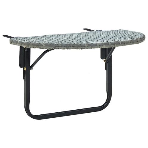 vidaXL Table de balcon Gris 60x60x40 cm Résine tressée, Jardin & Terrasse, Ensembles de jardin, Neuf, Envoi