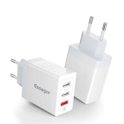 3x Port Triple USB Stekkerlader - Quick Charge 3.0 Muur, Télécoms, Téléphonie mobile | Batteries, Envoi