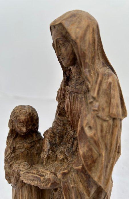 Beeld, Anna met het kind Maria - 26 cm - Hout, Antiek en Kunst, Antiek | Boeken en Manuscripten