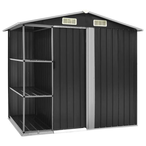 vidaXL Tuinschuur met rek 205x130x183 cm ijzer antraciet, Tuin en Terras, Tuinhuizen, Nieuw, Verzenden