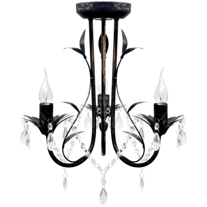 vidaXL Kroonluchter art nouveau metaal kristallen kralen 3, Huis en Inrichting, Lampen | Kroonluchters, Nieuw, Verzenden