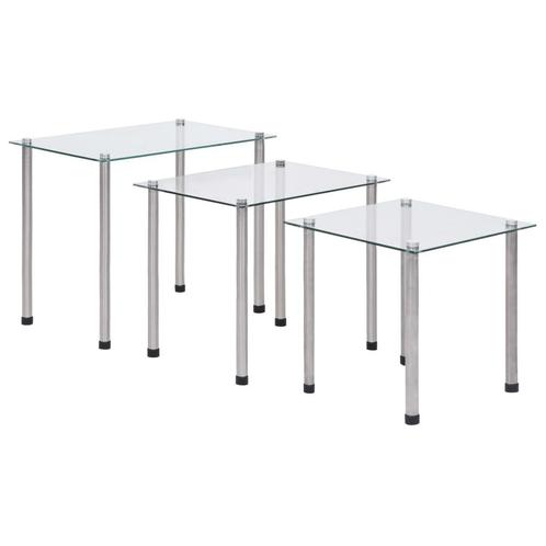 vidaXL Tables gigognes 3 pcs Transparent Verre trempé, Maison & Meubles, Tables | Tables de salon, Neuf, Envoi