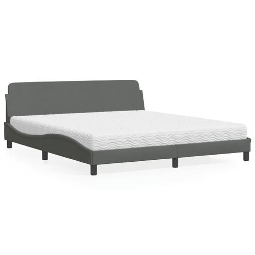 vidaXL Bed met matras stof donkergrijs 180x200 cm, Huis en Inrichting, Slaapkamer | Bedden, Nieuw, Verzenden