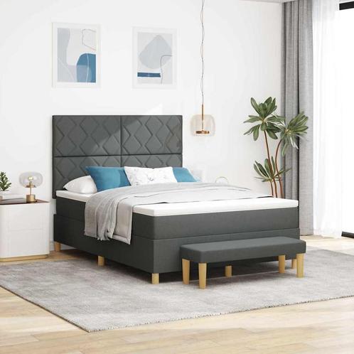 vidaXL Boxspring bed met matras Donkergrijs 140 x 200 cm, Huis en Inrichting, Slaapkamer | Bedden, Nieuw, Verzenden