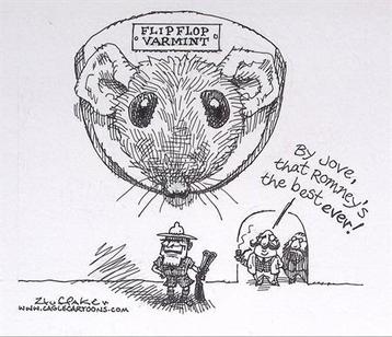 Pentekening Amerika - Romney flipflopt (lijst optie), Verzenden