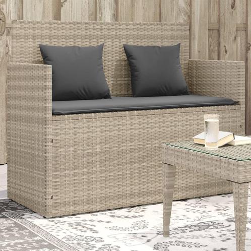 vidaXL Tuinbank met kussens poly rattan lichtgrijs, Tuin en Terras, Tuinsets en Loungesets, Nieuw, Verzenden