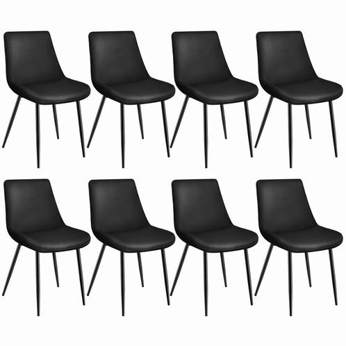 Set van 8 eetkamerstoelen Monroe fluweellook - zwart, Huis en Inrichting, Stoelen, Verzenden