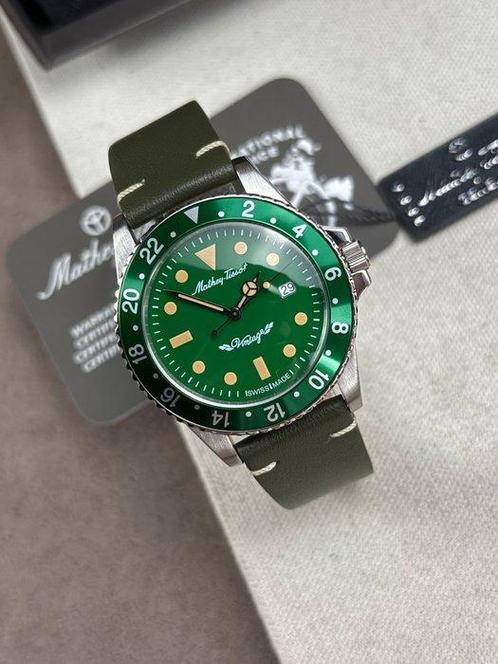 Mathey-Tissot - Vintage Date Green - Zonder Minimumprijs -, Handtassen en Accessoires, Horloges | Heren