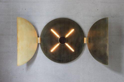 Jesse Visser - Miroir - Laiton - Miroir triptyque et lumière, Antiek en Kunst, Kunst | Designobjecten