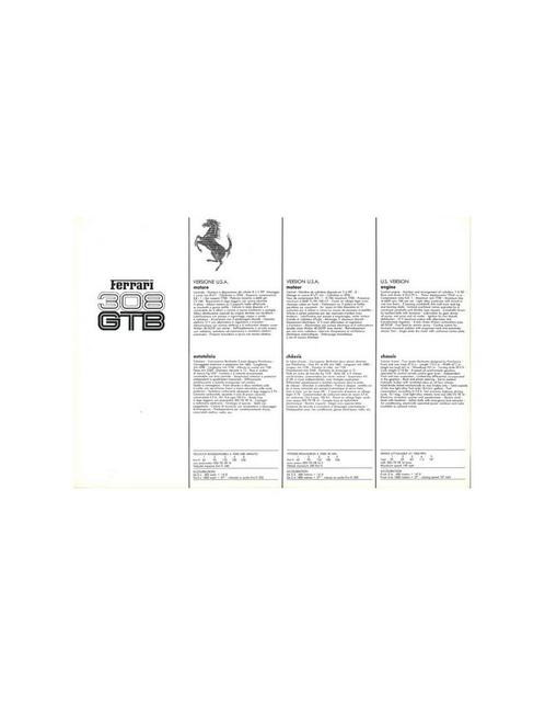 1977 FERRARI 308 GTB LEAFLET, Boeken, Auto's | Folders en Tijdschriften