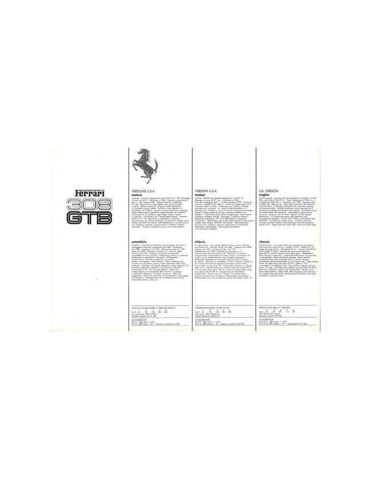 1977 FERRARI 308 GTB LEAFLET, Boeken, Auto's | Folders en Tijdschriften