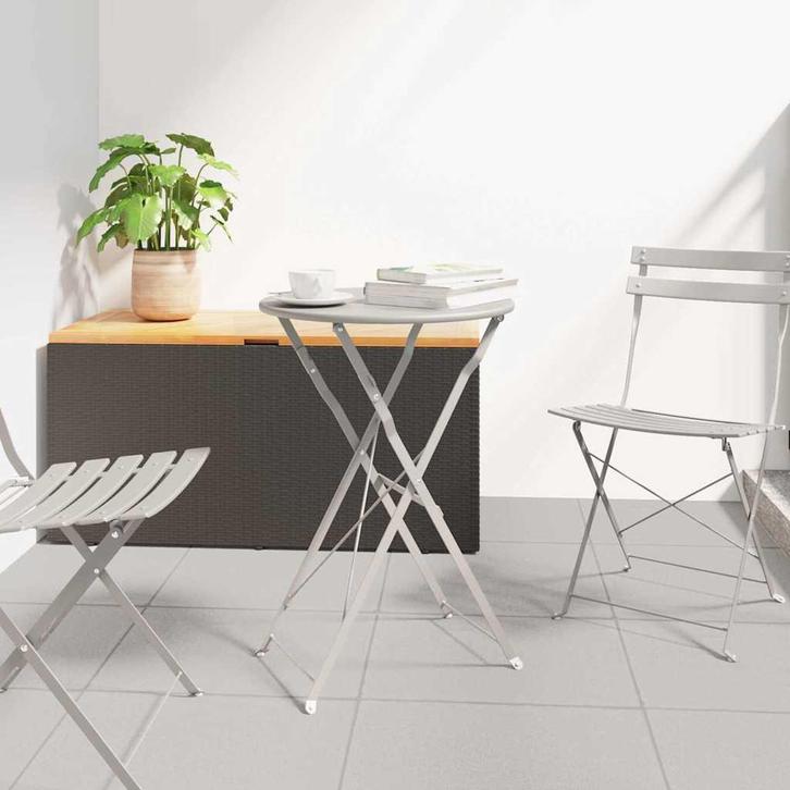 vidaXL Bistrotafel Beige Ø50x71 cm Poedergecoat staal, Tuin en Terras, Tuintafels, Nieuw, Verzenden