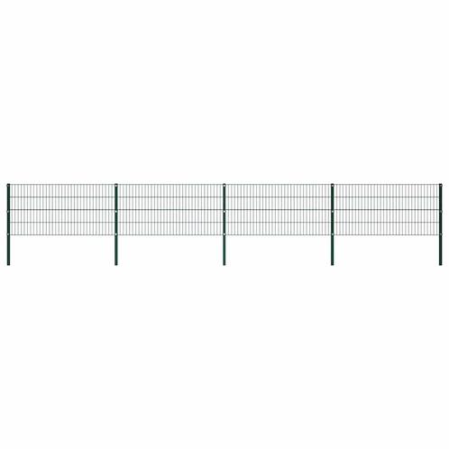 vidaXL Schuttingpaneel met palen ijzer 694,5x80 cm groen, Tuin en Terras, Tuinhekken en Hekwerk, Nieuw, Verzenden