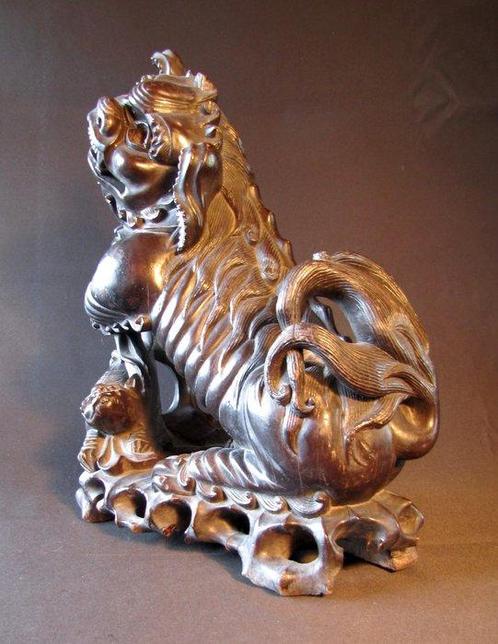Vos, hond, teefje met jongen - Hout - China - Qing Dynastie, Antiek en Kunst, Antiek | Overige Antiek