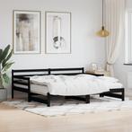 vidaXL Lit de jour avec lit gigogne noir 90x200 cm bois, Neuf, Verzenden