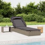 vidaXL Ligbed met inklapbaar dak 213x63x97 cm poly rattan, Verzenden, Nieuw