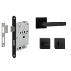 Deurbeslag set met WC-slot en deurklink Linee zwart, Ophalen of Verzenden, Nieuw, Overige materialen, Klink of Kruk