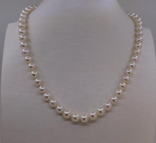Zonder Minimumprijs - Halsketting 7x7,5 mm ronde witte, Handtassen en Accessoires, Kettingen