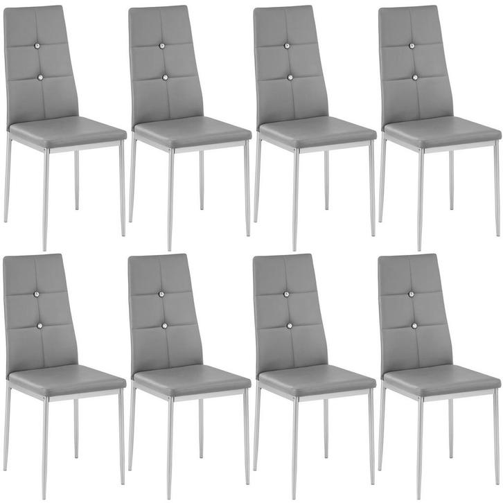 tectake Eetkamerstoelen, kunstleer met strass steentjes - gr, Huis en Inrichting, Stoelen, Verzenden