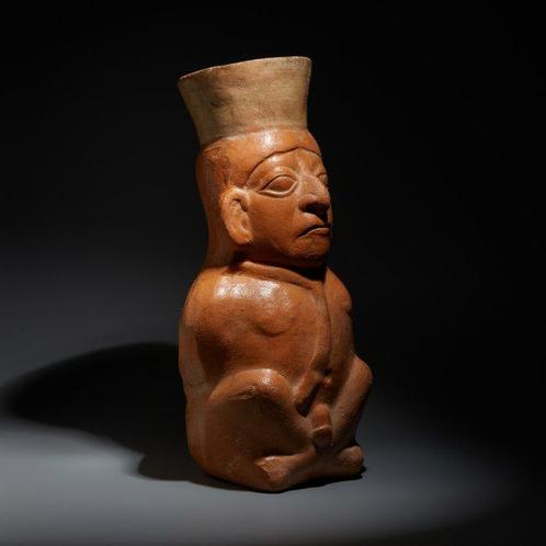Moche, Pérou Terre cuite Conteneur en forme de prisonnier., Verzamelen, Mineralen en Fossielen