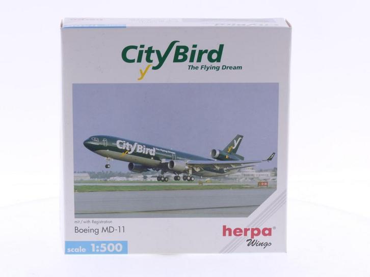 Schaal 1:500 Herpa 503440 CityBird - Boeing MD-11 Reg.Nr...., Hobby en Vrije tijd, Modelbouw | Vliegtuigen en Helikopters, Gebruikt