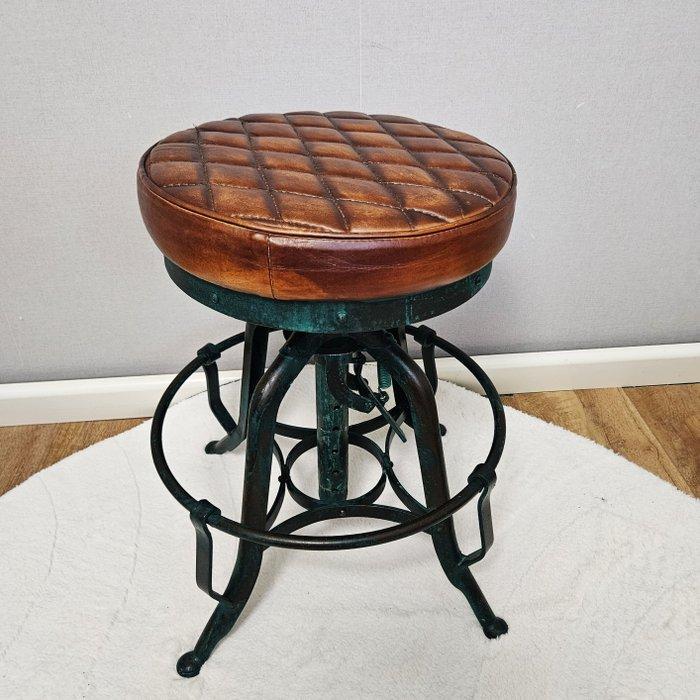 Kruk - Draaikruk in hoogte verstelbaar - Leder, IJzer, Antiek en Kunst, Curiosa en Brocante