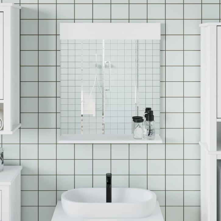 vidaXL Badkamerspiegel met schap BERG 60x12x70 cm massief, Huis en Inrichting, Woonaccessoires | Spiegels, Nieuw, Verzenden