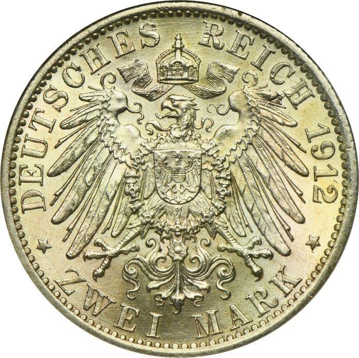 Duitsland, Pruisen Wilhelm II. 2 Mark 1912 - GCN MS62, Postzegels en Munten, Munten | Europa | Niet-Euromunten