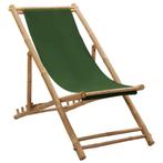 vidaXL Chaise de terrasse bambou et toile vert, Jardin & Terrasse, Ensembles de jardin, Neuf, Verzenden