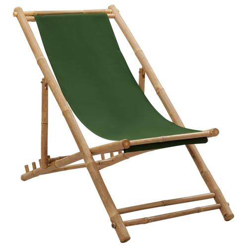 vidaXL Chaise de terrasse bambou et toile vert, Tuin en Terras, Tuinsets en Loungesets, Verzenden
