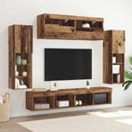 vidaXL 8-delige TV Wandunits met LED Oud Hout Bewerkt Hout, Verzenden, Nieuw