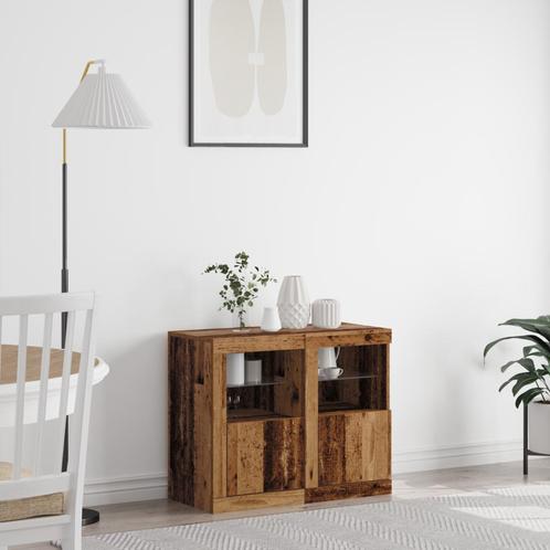 vidaXL Zijkasten met LED-verlichting 2 stuks Oud Hout, Huis en Inrichting, Kasten | Overige, Nieuw, Verzenden