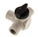 Robinet à boisseau sphérique 3 voies PP G 1/2 FKM Vacuum, Doe-het-zelf en Bouw, Verzenden, Nieuw