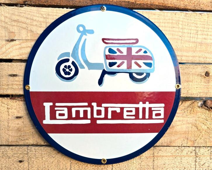 Lambretta - Vintage Emaille Bord, Verzamelen, Merken en Reclamevoorwerpen, Verzenden