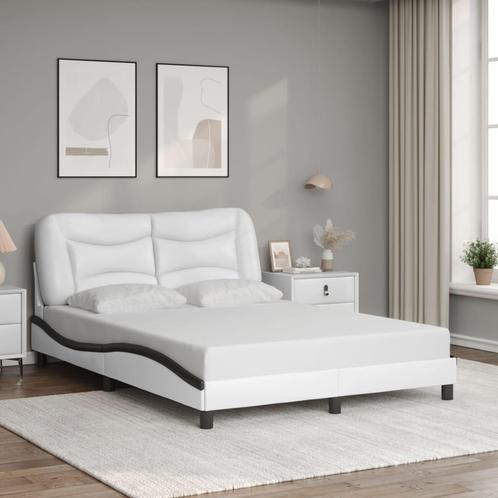 vidaXL Cadre de lit sans matelas blanc et noir 120x200, Maison & Meubles, Chambre à coucher | Lits, Neuf, Envoi