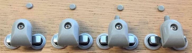 set à 4 wieltjes tbv schuifdeur Eco hoek- en 1/4r. cabines, Doe-het-zelf en Bouw, Sanitair, Ophalen of Verzenden