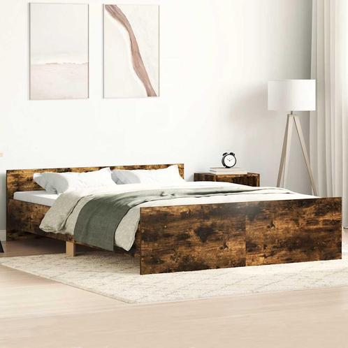 vidaXL Bedframe met hoofd- en voeteneinde gerookt eiken, Huis en Inrichting, Slaapkamer | Bedden, Nieuw, Verzenden