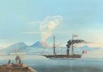 Scuola napoletana (XIX) - Nave italiana nel golfo di Napoli, Antiek en Kunst, Kunst | Schilderijen | Klassiek