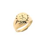 18 Krt. Gouden pinkring met harten gravering | Heren, Gebruikt, Overige kleuren, Heer, Ophalen of Verzenden